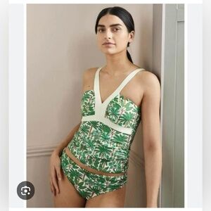 Boden Corsica Tankini Top Sz 8. Green/ ivory